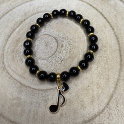 Fekete Achát /szív és hagjegy/ 8mm ásvány 