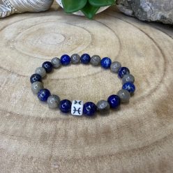   Halak horoszkóp ásvány karkötő |Labradorit, Lapis Lazuli