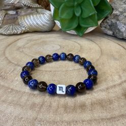   Skorpió horoszkóp ásvány karkötő | Lapis Lazuli, Füstkvarc