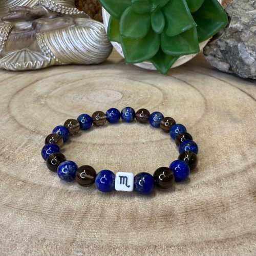 Skorpió horoszkóp ásvány karkötő | Lapis Lazuli, Füstkvarc